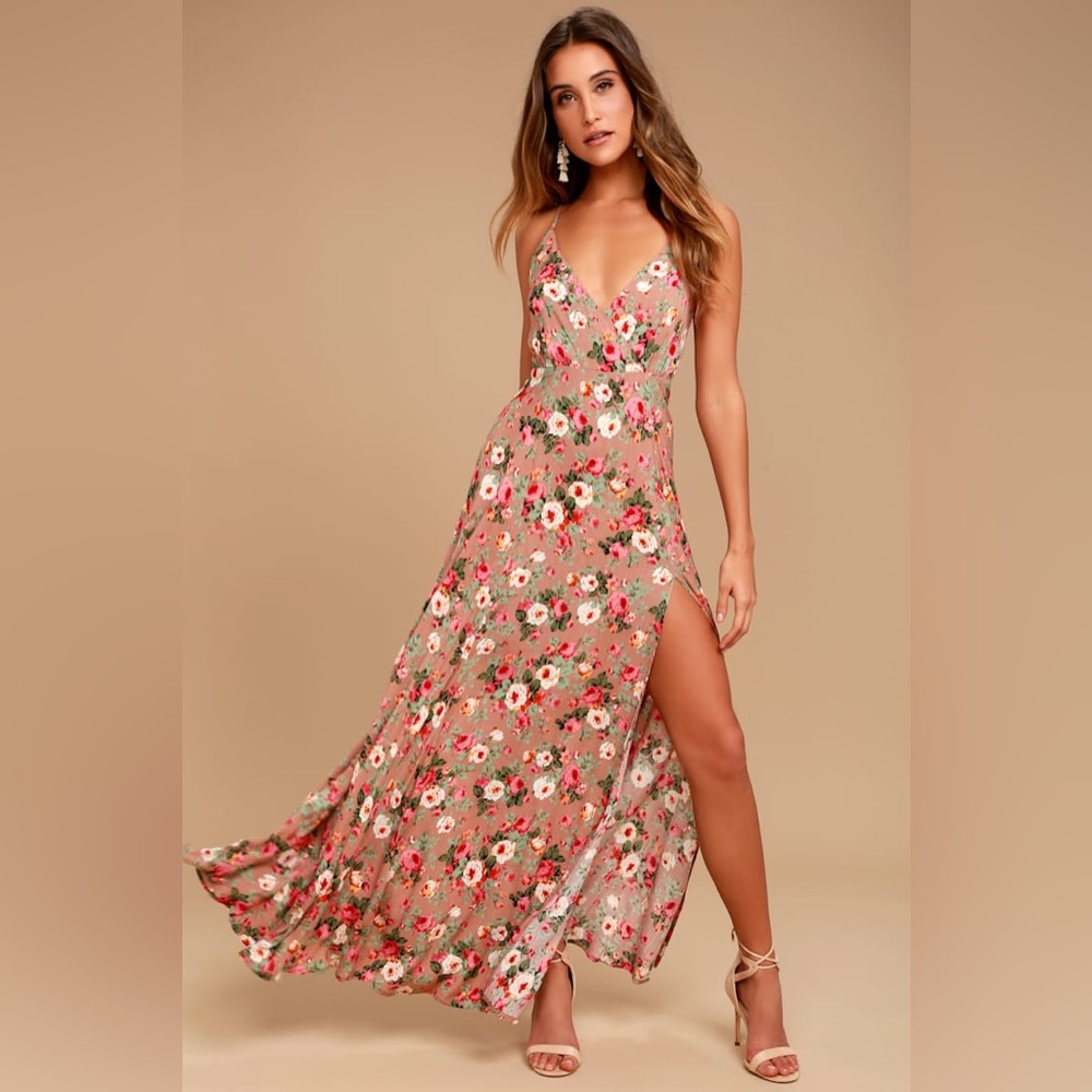 Lulus Everlasting Bliss Blush Floral Print Maxi Dress